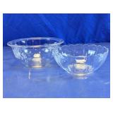 Vintage Arcoroc & Floral Etched Glass Bowls Duo