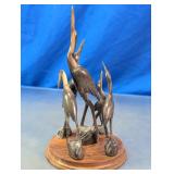 Heron Bird Figurines on Round Base