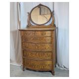 Oak Dresser with Ornate Oval Mirror