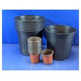 Black and Terracotta Plastic Nursery Pots Set