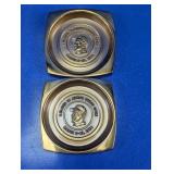 Hyde Park Embossed Brass Coasters Set