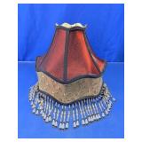 Red Fabric Beaded Bell Lamp Shade