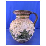 Italian Ceramic Floral Relief Pitcher