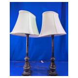 Ornate Embossed Base Table Lamps with Fabric