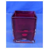 Ruby Red Square Glass Vase