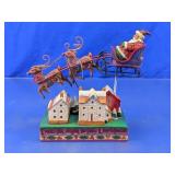 Santa Sleigh & Reindeer Christmas Figurine
