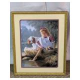 Framed Girl & Dog Art Print by Mark Arian