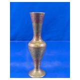 Engraved Floral Metal Bud Vase