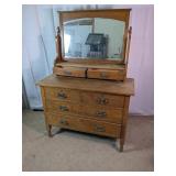 Oak Dresser Chest with Mirror