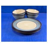 Blue Gray Stoneware Dinnerware Set