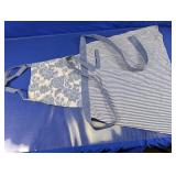 Blue Floral and Striped Kitchen Apron