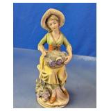 Homco Woman with Grapes Porcelain Figurine