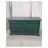 Vintage Green 7-Drawer Wooden Dresser