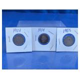 1903, 1904 & 1905 Liberty Head V Nickel Set