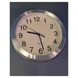 Round Brushed Metal Quartz Wall Clock