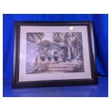 Framed Tropical Garden Courtyard Art Print