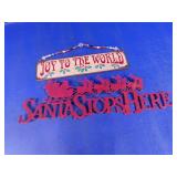 Festive Christmas Hanging Wall Sign Pair