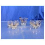 Mid-Century Gold Leaf Glass Barware Set