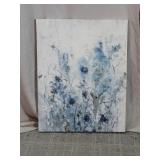 Blue Abstract Wildflower Canvas Wall Art