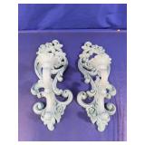 Ornate Baroque Wall Sconce Candle Holders Pair