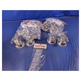 Silver Christmas Bell Ornaments & Icicles Lot