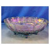 Iridescent Footed Glass Serving Bowl