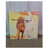 Pat Saunders-White Signed Canvas Dog Art