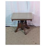 Vtg Pedestal Side Table with Faux Stone Top