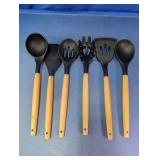 Silicone Kitchen Utensils w/ Wooden Handle Lot