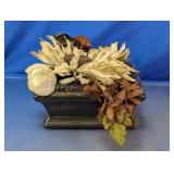 Faux Floral Arrangement in Black Resin Planter