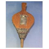 Vintage Wooden Fireplace Bellows Brass Crest