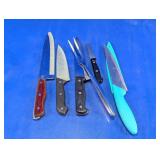Assorted Kitchen Knives and Carving Fork