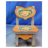 Floral Heart-Back Wooden Child Chair