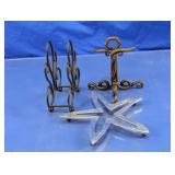 Metal Napkin Holder, Star Trivet and Cross