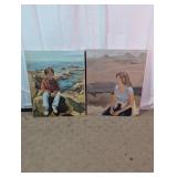 Vtg Figure Portrait Oil Paintings Canvas