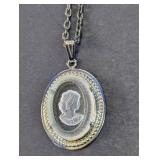 Vintage Reverse Carved Intaglio Cameo Necklace 24"