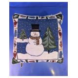 Vintage Holiday Snowman Tapestry Throw Pillow