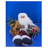 Santa Claus Christmas Doll with Teddy Bear