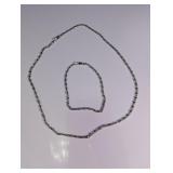 Silver Tone Chain Necklace & Bracelet Set