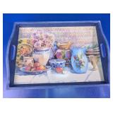 Floral Still Life Wooden Serving Tray w/ Handles