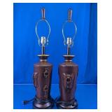 Faux Leather Equestrian Table Lamps Duo