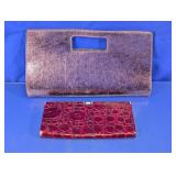 Crackled Metallic & Red Crocodile-Textured