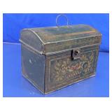 Antique Hand-Painted Tin Dome-Top Document Box