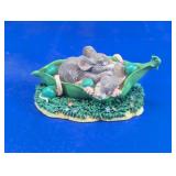Two Mice Sleeping in Pea Pod Miniature Figurine
