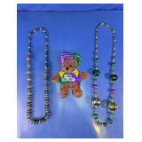 Mardi Gras New Orleans Teddy Bear and Beads Set