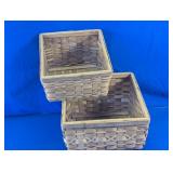 Square Woven Wood Storage Baskets