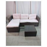 Wicker-Style Patio Sectional and Table