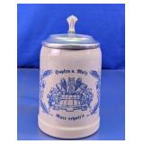 German Pewter Style Glass Beer Stein