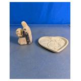 Vtg Clay Figurine & Stoneware Cookie Mold