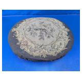Vintage Oval Needlepoint Floral Footstool